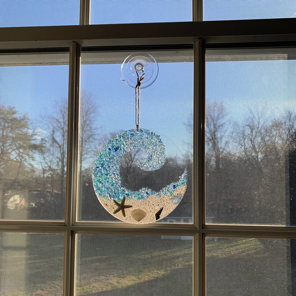 Acrylic Sun Catcher Beach Home Decor Kid Room Bedroom Wall Art Sun Catcher Pendant Sea Glass Art Beach Art Beach Lover Gift