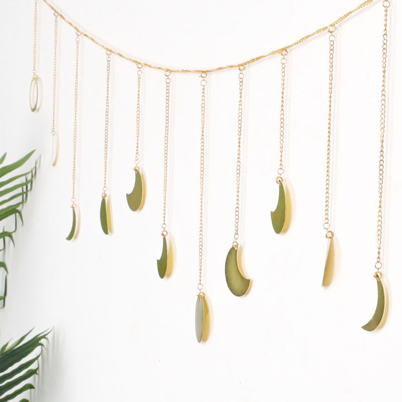 Moon Shining Phase Garland Decoration Chains Gold Wall Hanging Ornaments Convenient Apartment Background Wall Decoration