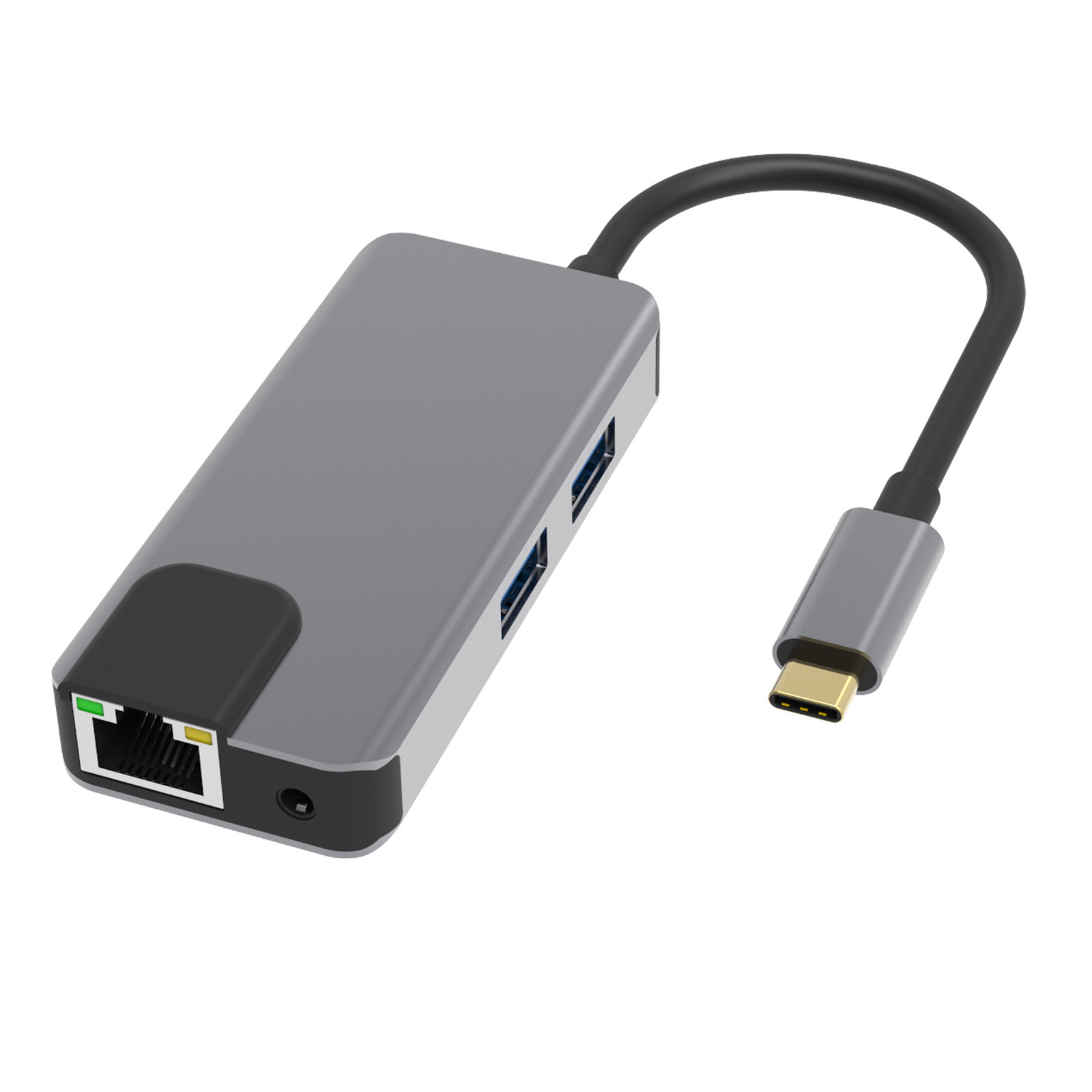 OEM 5 in 1 USB C to Ethernet adapter with 2 USB 3.0 ports, PD charge and 3.5mm audio jack