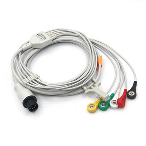 Integrated series AHA / ICE 6-pin direct connection iec connector 10 lead ecg cable