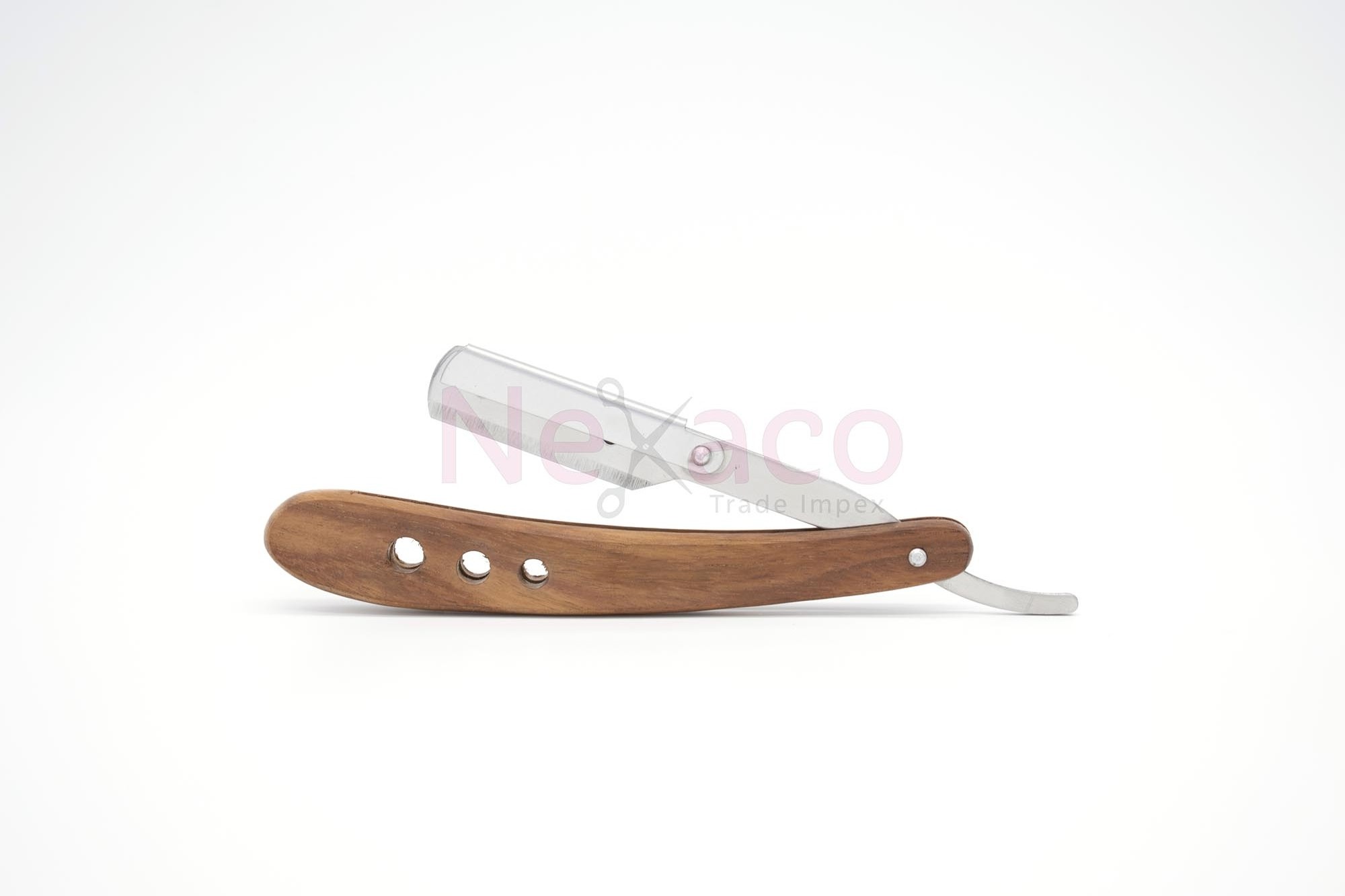 Professional Straight Barber Wet Shaving Razor / Shavette Razor Natural wooden handle Polish Finish surface