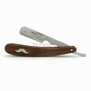 Professional Straight Barber Wet Shaving Razor / Shavette Razor Natural wooden handle Polish Finish surface