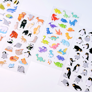 Nekoni Original Puffy Stickers Penguin Dinosaur Ocean Wild Animal Stickers Cute Cartoon Waterproof Foam Stickers