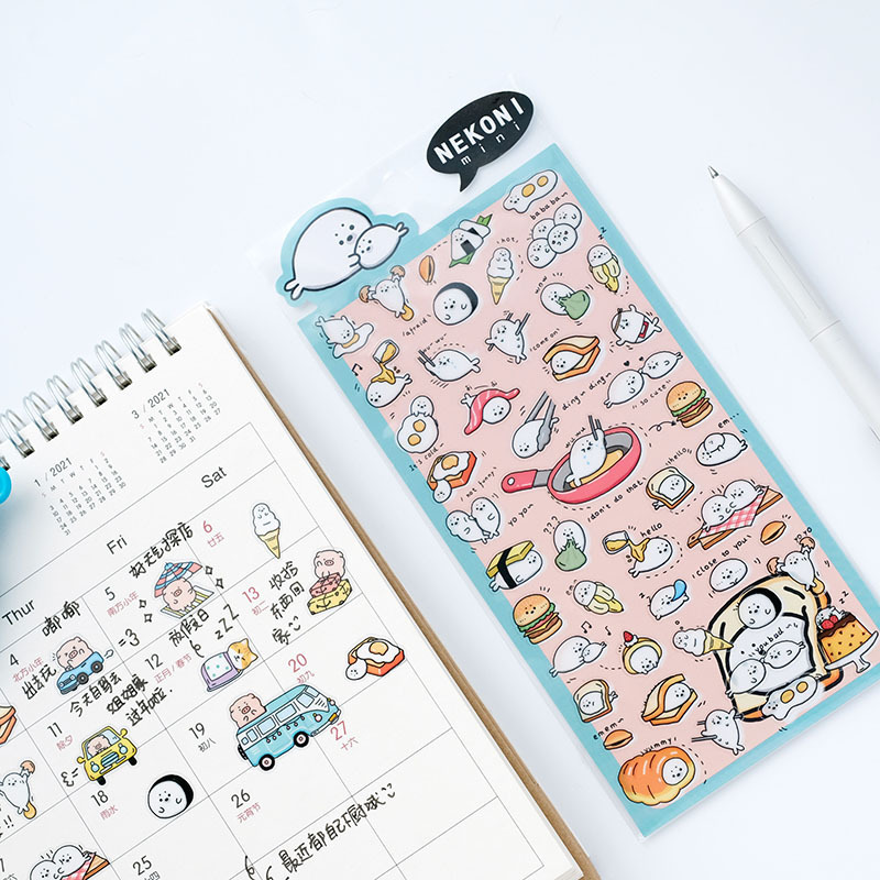 Nekoni Animal Cute stickers Sheet Original Aesthetic Stickers Waterproof PVC Decals kawaii Cat Dog Pig Self Adhesive Stickers