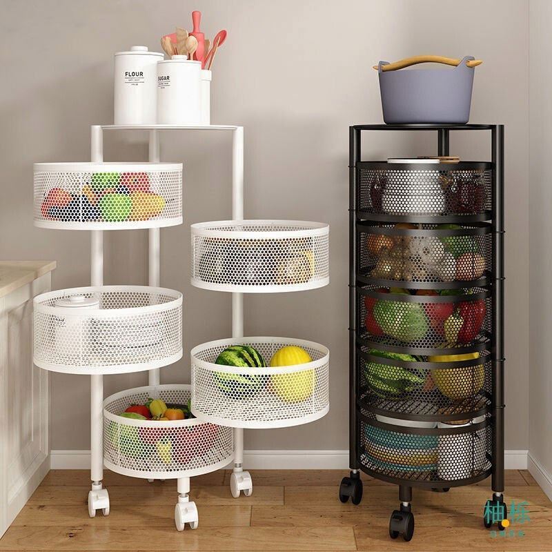 Save Storage Space 3 tiers fruit baskets for kitchen fruit vegetable display rack with wheels fruit basket