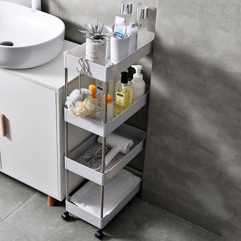 Mobile Storage Shelf 3-Tier Rolling Utility Cart For Kitchen, Living Room, Bathroom, And Laundry Room