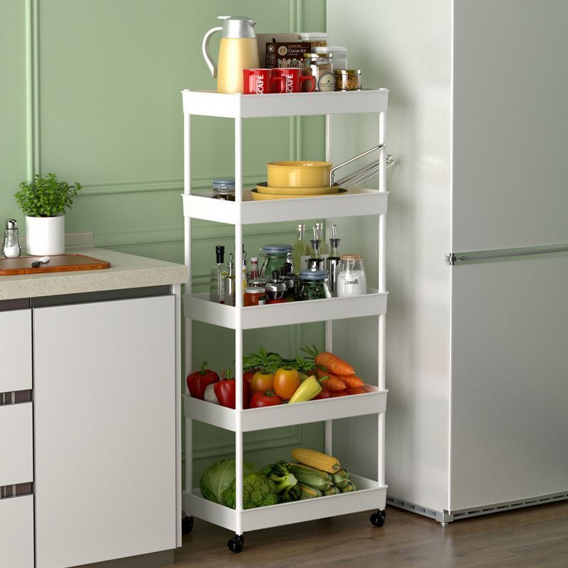 Mobile Storage Shelf 3-Tier Rolling Utility Cart For Kitchen, Living Room, Bathroom, And Laundry Room