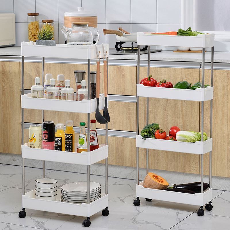 Mobile Storage Shelf 3-Tier Rolling Utility Cart For Kitchen, Living Room, Bathroom, And Laundry Room