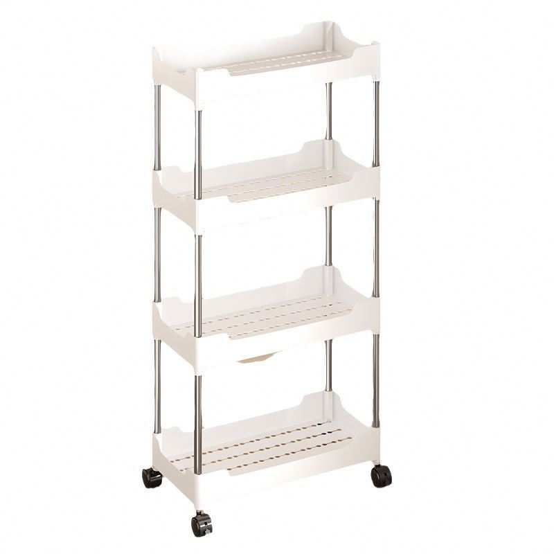 Simple Modern Handrail Narrow Seam Frame Floor Multi-Layer Movable Bathroom Storage Rack