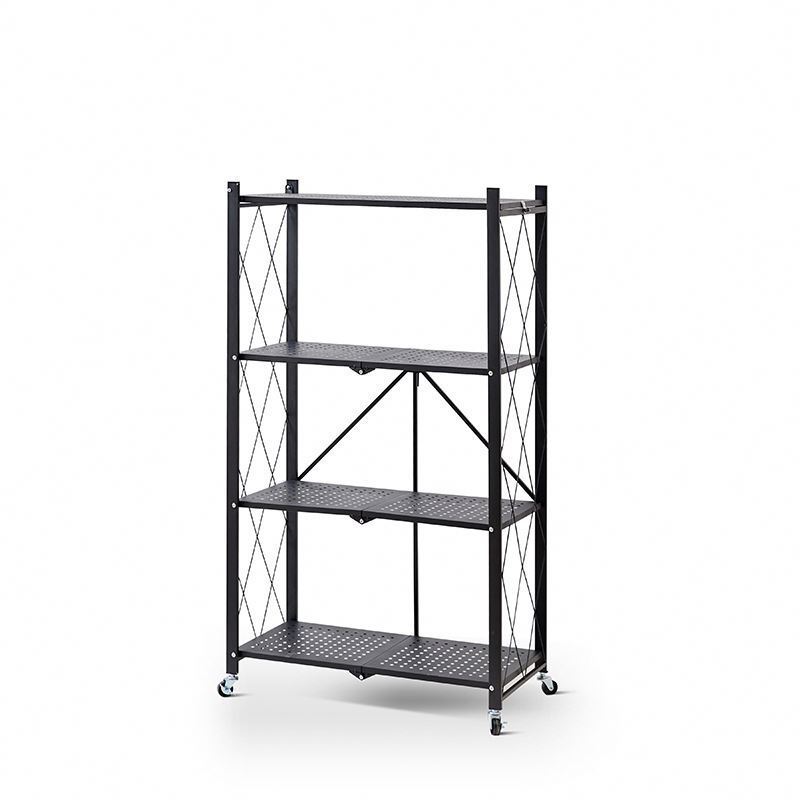 Low Price Metal Wire Rack Shelving Height Adjustable 4-Tier Large Storage Shelves With Wheels Rolling Kitchen Organiser