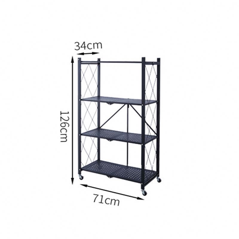 New Arrivals 4Tier Movable Metal Storage Shelves Rack  Foldable Wire Shelving Units With Wheels