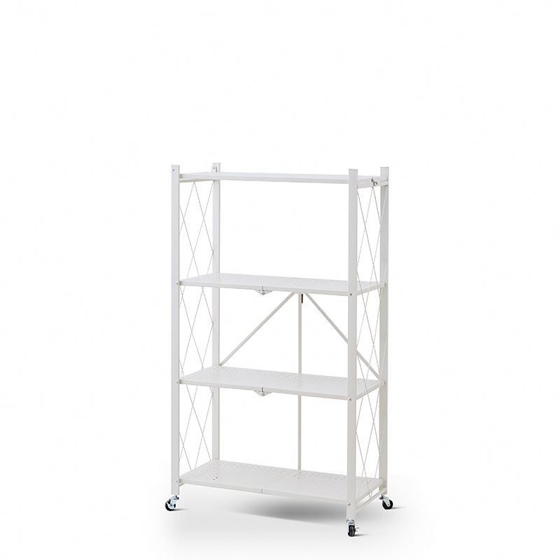 New Creative Free Installation Foldable Kitchen Storage Racks, Standing Metal Microwave Oven Rack Storage Holders