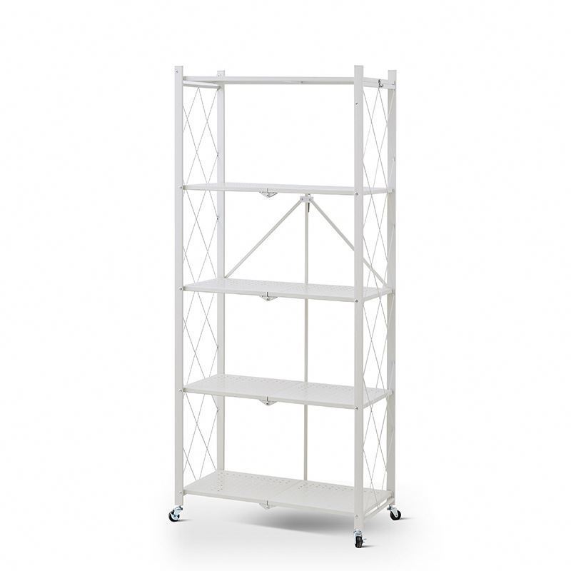 New Creative Free Installation Foldable Kitchen Storage Racks, Standing Metal Microwave Oven Rack Storage Holders