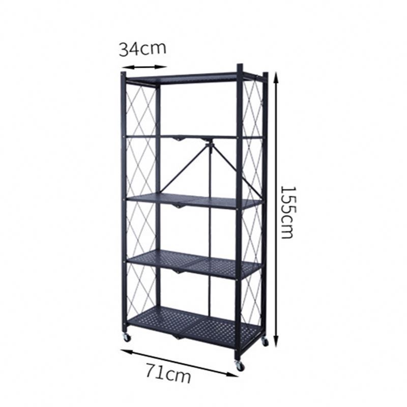 Oem Home Foldable Metal Shelving, Kitchen Living Room Mobile Storage Household Removable Storage Rack