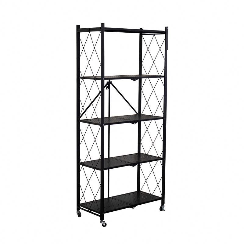 Oem Home Foldable Metal Shelving, Kitchen Living Room Mobile Storage Household Removable Storage Rack