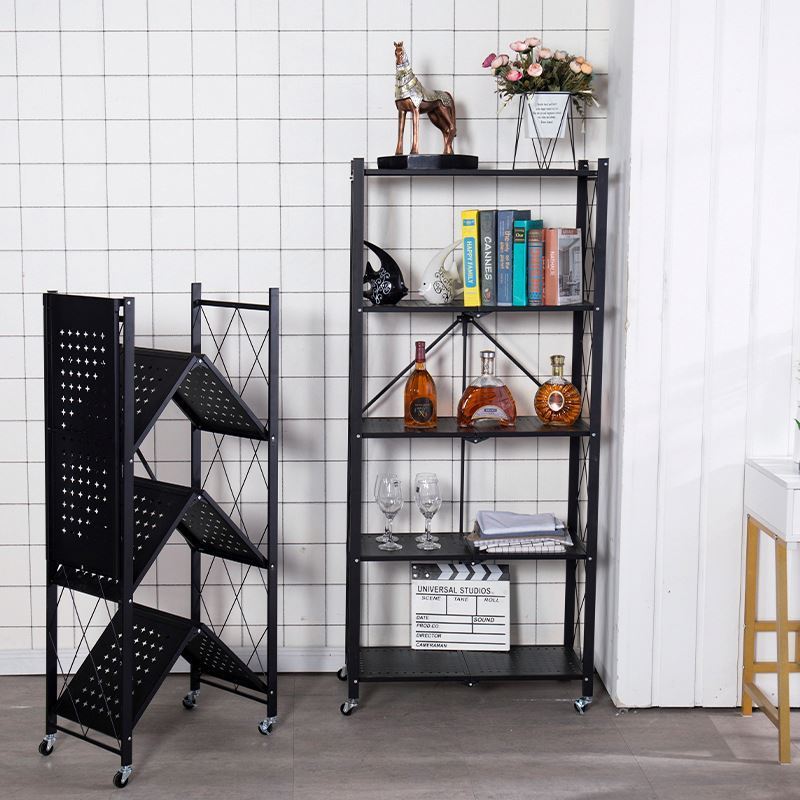 Oem Home Foldable Metal Shelving, Kitchen Living Room Mobile Storage Household Removable Storage Rack