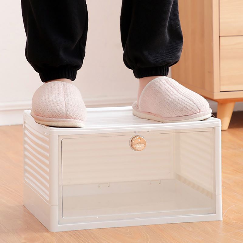 Collapsible Stackable Plastic Storage, Bins Ankle Boots High Heels Sneakers Container Transparent Shoes Box Closet Organizer