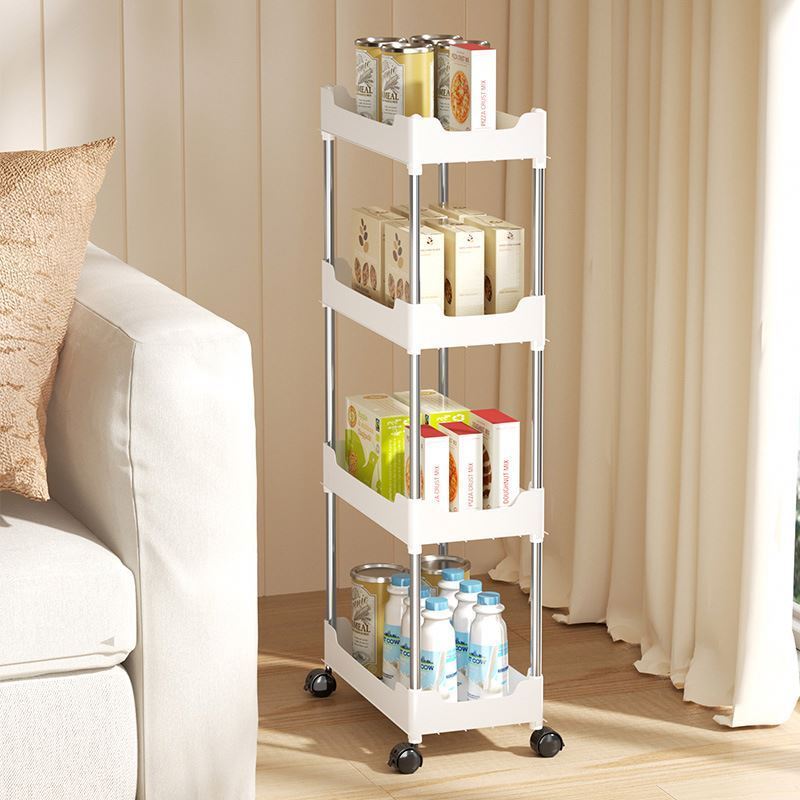 Pink Square Plastic Utility Mobile Rolling Cart 3-Tier And 2 Tier, Without Handle, Serving Home Shelves Storage Rack