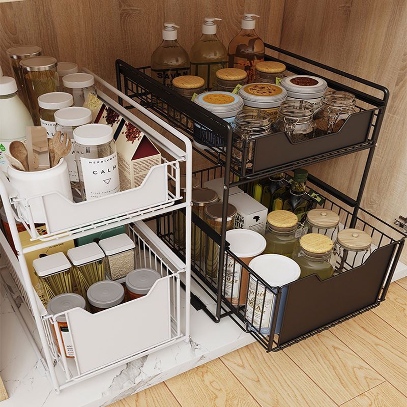 Countertop Floor-To-Ceiling Push-Pull Removable Kitchen Supplies Rack, Multi-Layer Pull-Out Sink Under The Sundries Storage Rack