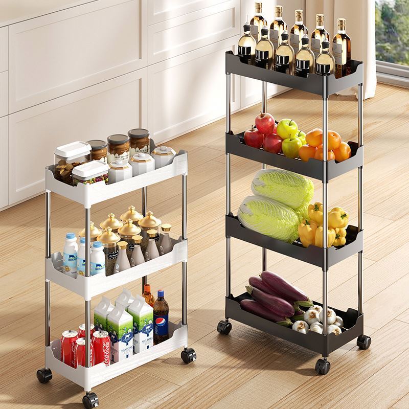 Pink Square Plastic Utility Mobile Rolling Cart 3-Tier And 2 Tier, Without Handle, Serving Home Shelves Storage Rack