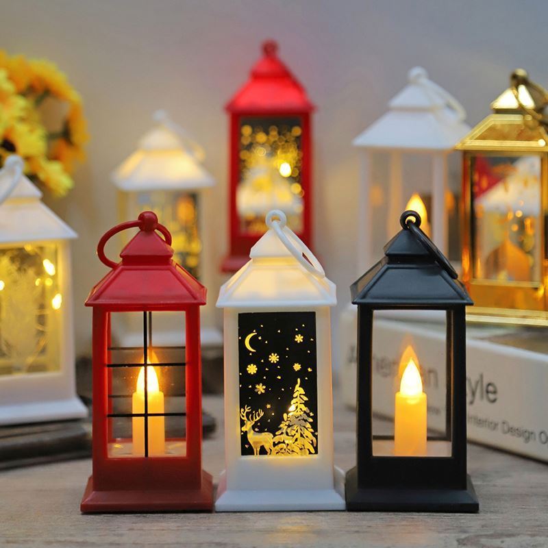 New Retro Small Wind Lantern, Simulated Christmas Led Light Battery Included Fire Lantern Lamp For Fireplace Home Decoration