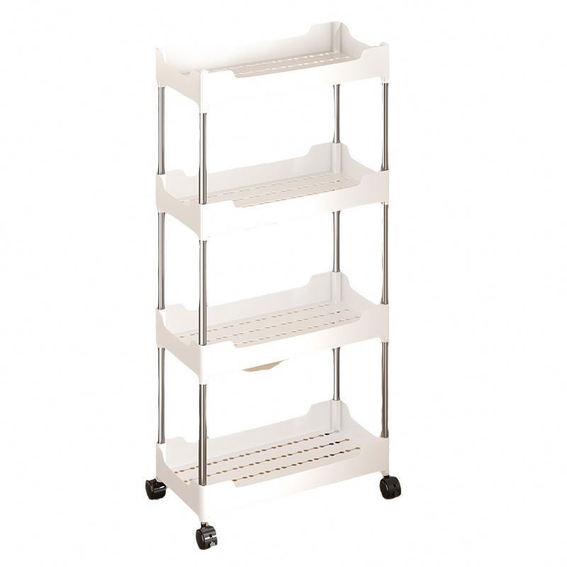 Functional 4-Tier Black Metal Kitchen Trolley, Storage Carts For Home Pantry Organization