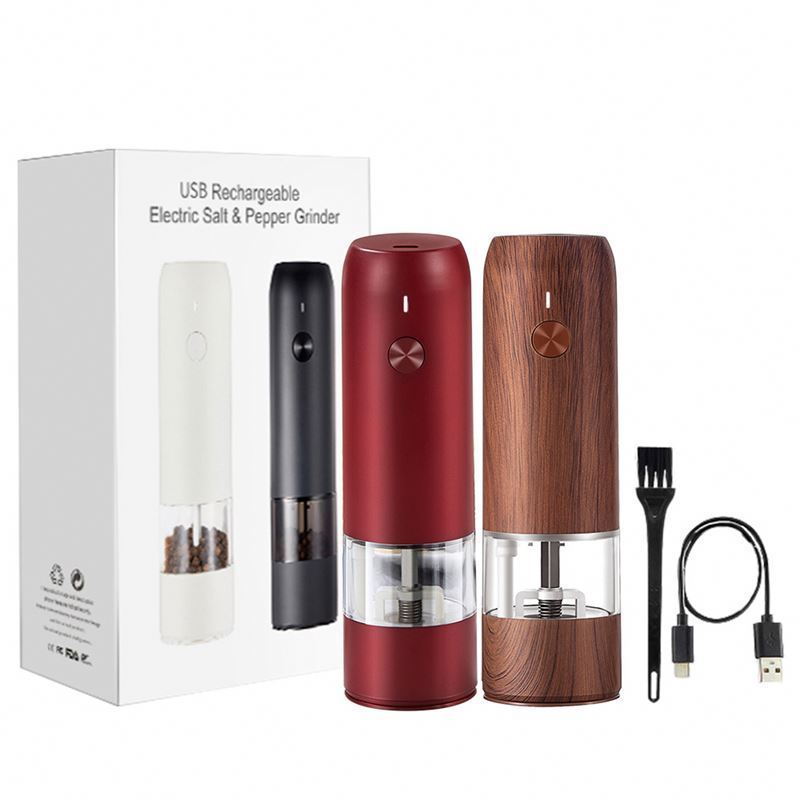 New Arrivals Led Light Usb Rechargeable Pepper Red  Mill, Electric Salt And Pepper Grinders Sets