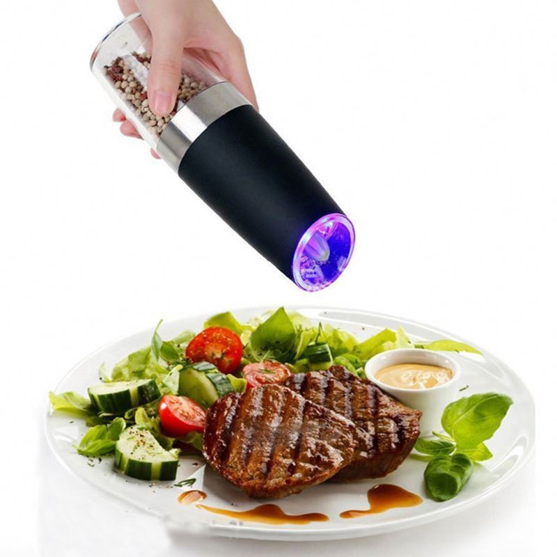 New Arrivals Gravity Salt & Pepper Mill Set Battery, Automatic Salt Pepper Spice Mill Grinder Electric Salt And Pepper Grinder