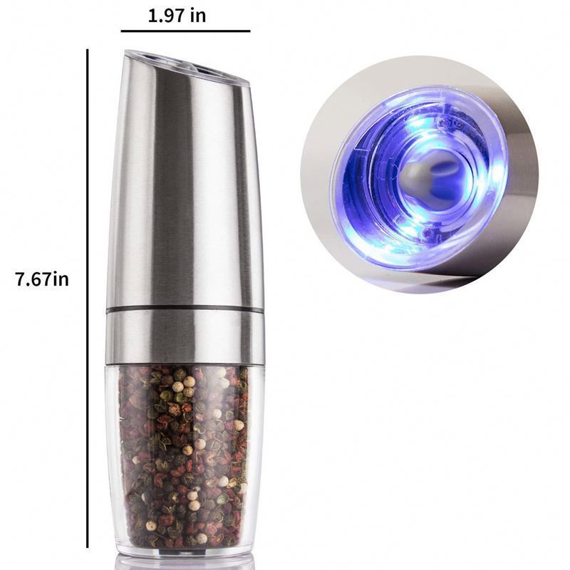 New Arrivals Gravity Salt & Pepper Mill Set Battery, Automatic Salt Pepper Spice Mill Grinder Electric Salt And Pepper Grinder