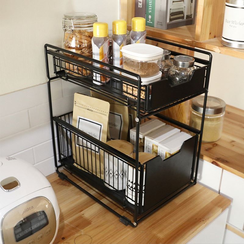 Countertop Floor-To-Ceiling Push-Pull Removable Kitchen Supplies Rack, Multi-Layer Pull-Out Sink Under The Sundries Storage Rack