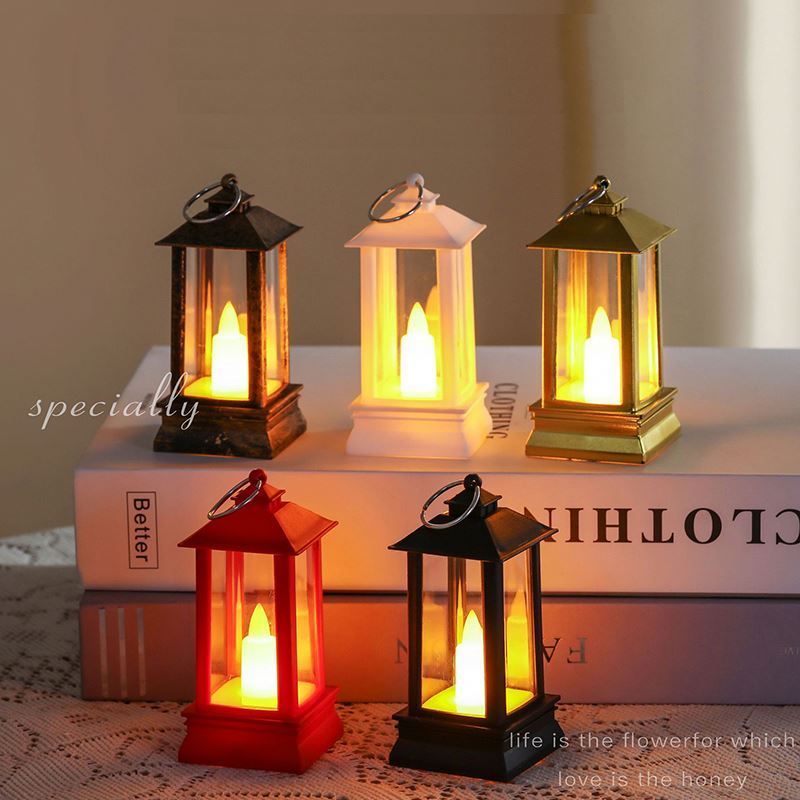 New Retro Small Wind Lantern, Simulated Christmas Led Light Battery Included Fire Lantern Lamp For Fireplace Home Decoration