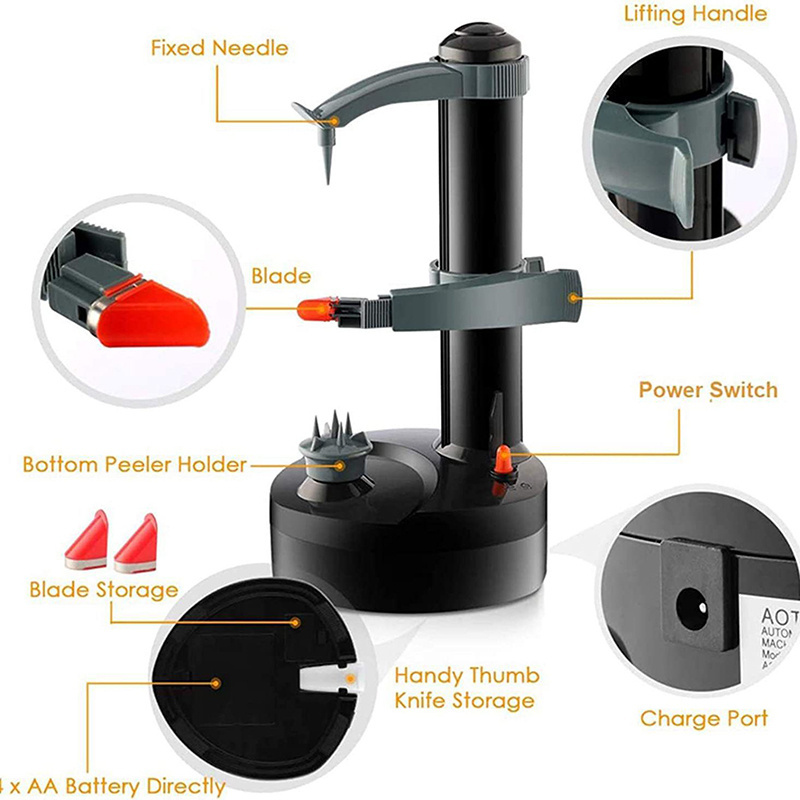 Top Sell Automatic Electric Cutter Slicer Machine, Fruit Potato Peeler Slicer For Apple Pear Orange Lemon Peach Mango Cucumber