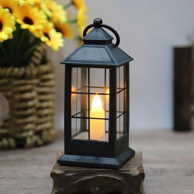 New Retro Small Wind Lantern, Simulated Christmas Led Light Battery Included Fire Lantern Lamp For Fireplace Home Decoration