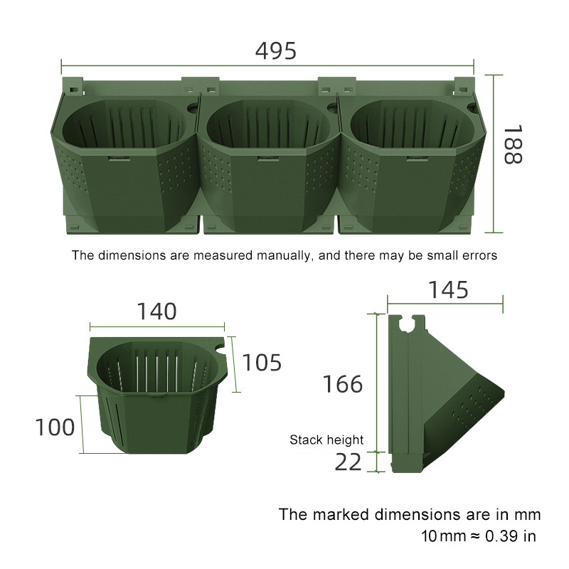 Wholesale Vertical Garden PP Material Wall-Mounted Flower Pots Stackable Vertical Planter Wall Planter