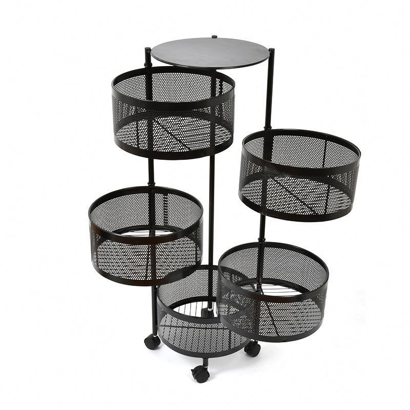 Save Storage Space 3 tiers fruit baskets for kitchen fruit vegetable display rack with wheels fruit basket