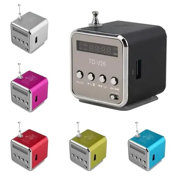 TD-V26 Portable Mini BT Speaker Box Digital TDV26 Fm Radio Speaker USB SD Card Player for Phone Pc Music Player