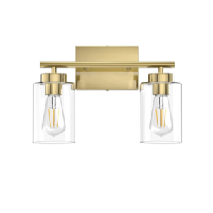 2 Light Modern Bathroom Vanity Wall Lamp Bedroom Kitchen Satin brass Wall Sconce Light with E26 LED Bulbs