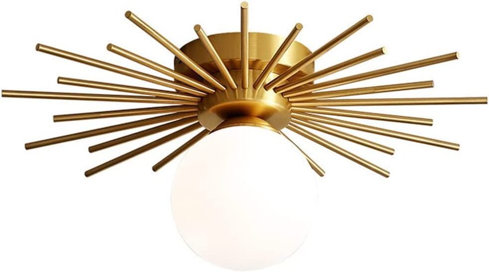 Semi flush mount glass brushed brass  ceiling light fixture modern designer glass ceiling lamp for hallway entrance laundry room