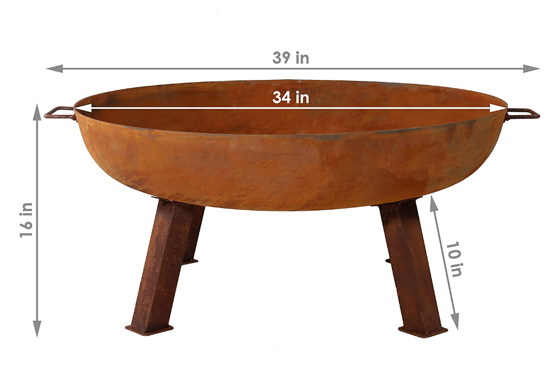 34-Inch Outdoor Wood Burning Fire Bowl  Backyard Patio Outdoor Fire Pit