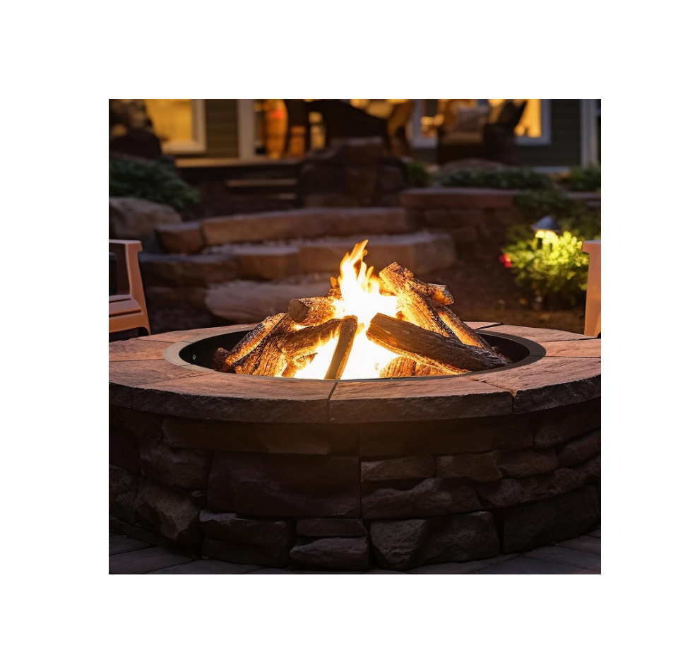 Black  Camping Charcoal Fire Bowl Outdoor  Fire Pit Yard Fire Ring