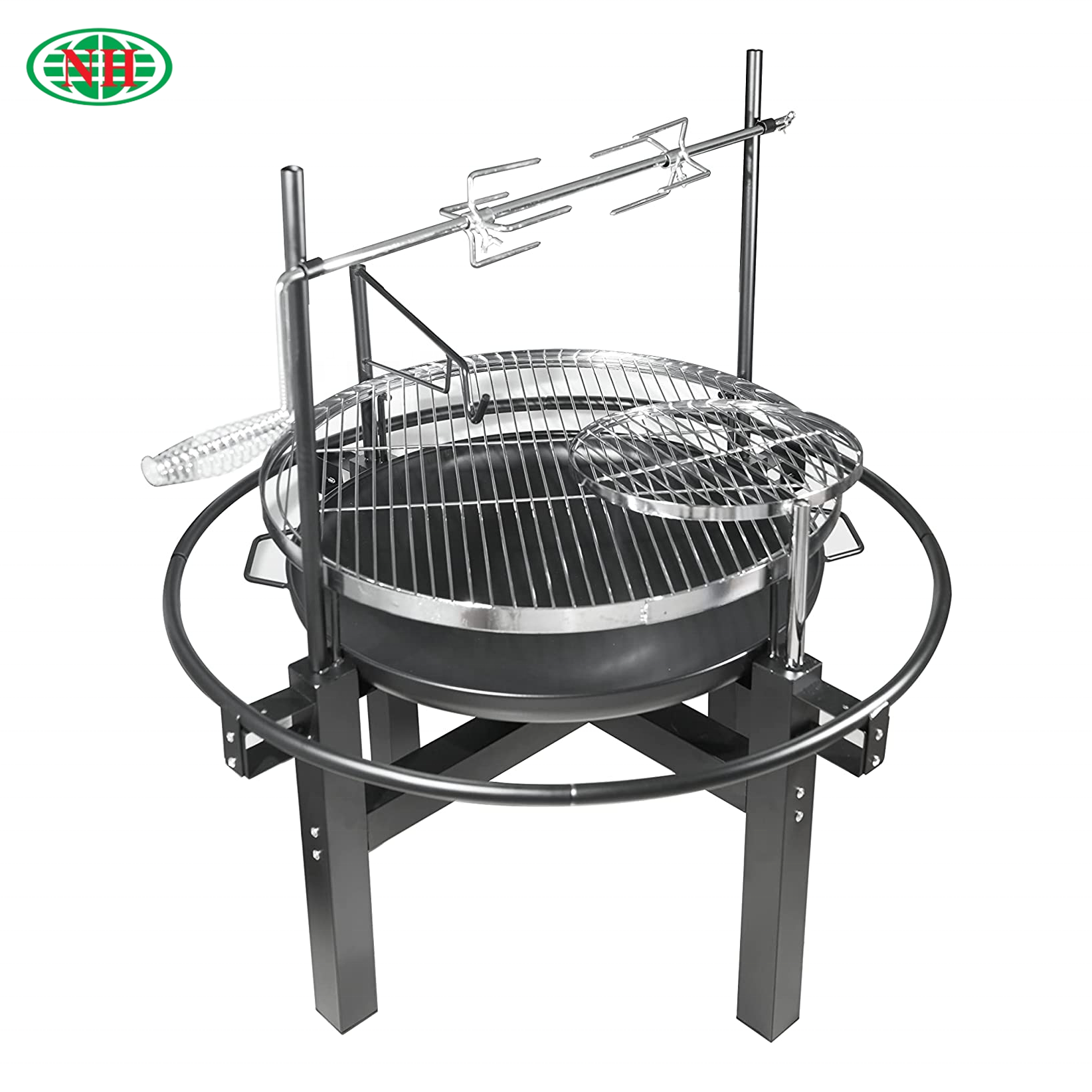 Outdoor Garden Adjustable Height Charcoal Rotisserie BBQ Grill