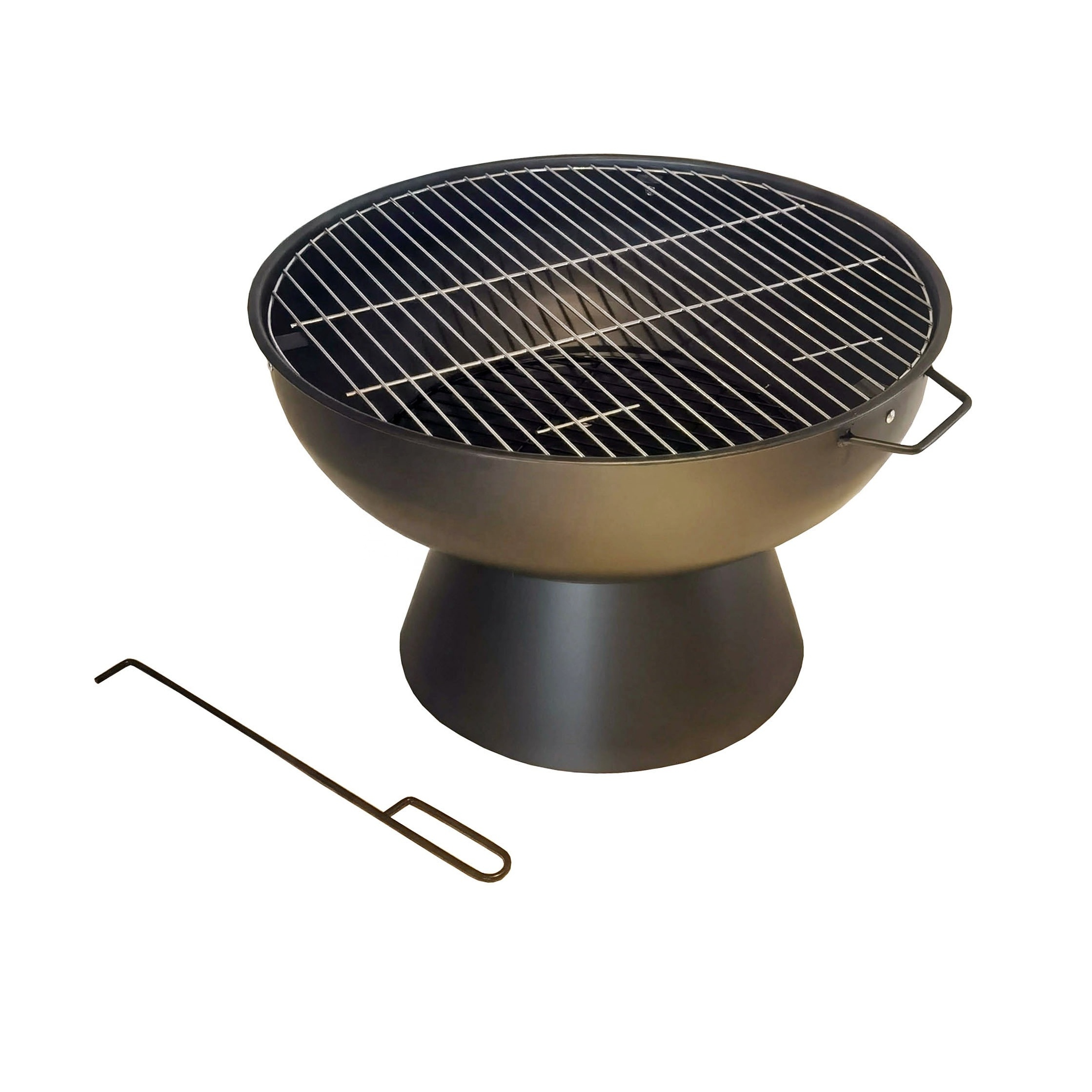 22inch outdoor garden fire bowl with cooking grid and mesh cover wood burning fire pit