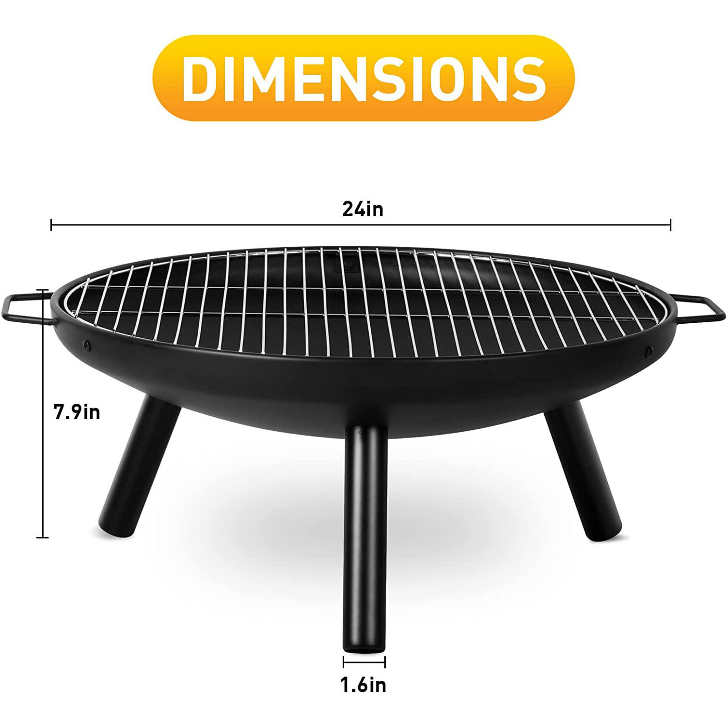 Garden Fire Pit with Cooking grid, multifunction Outdoor Firepit