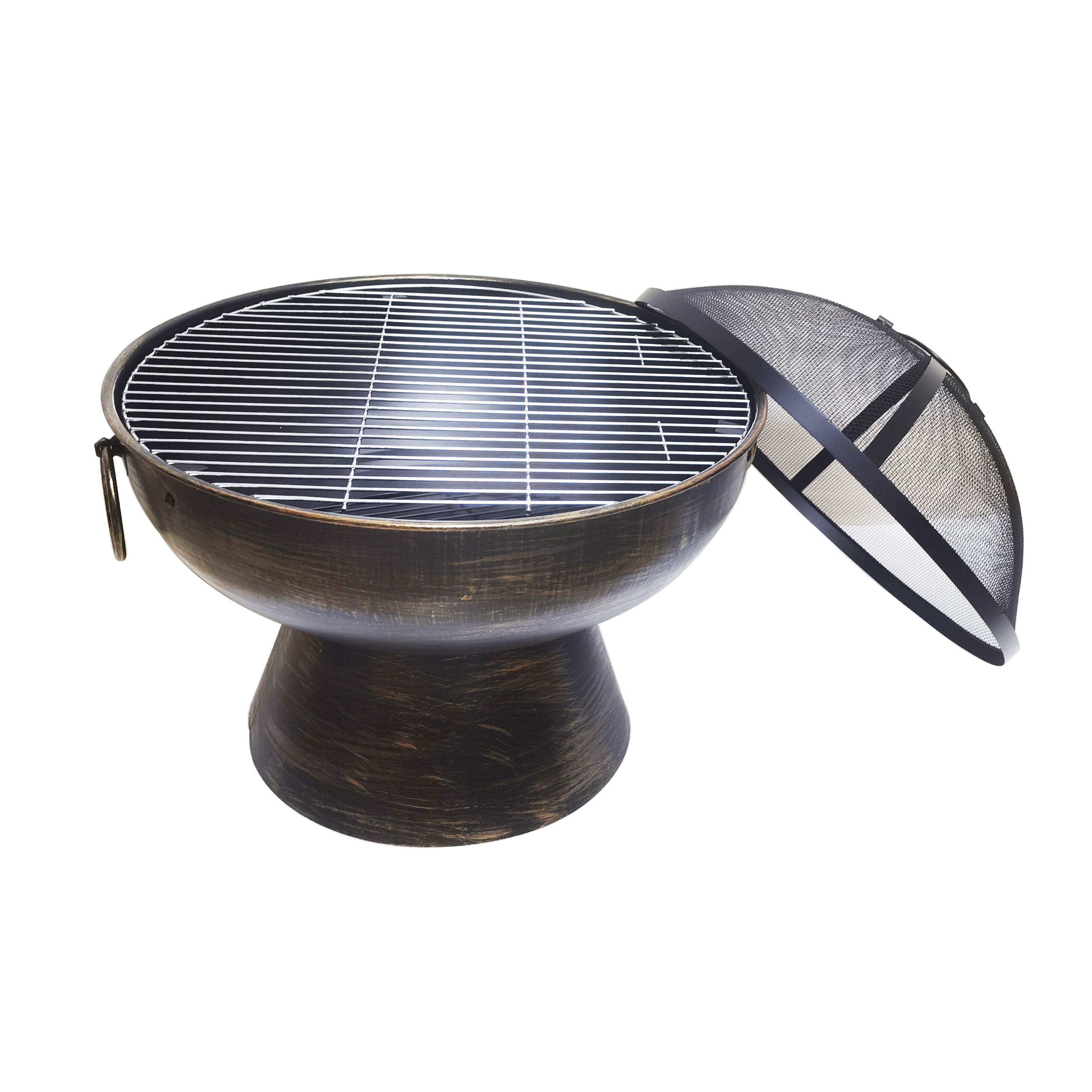 22inch bronze color outdoor garden fire pit with barbecue cooking grid