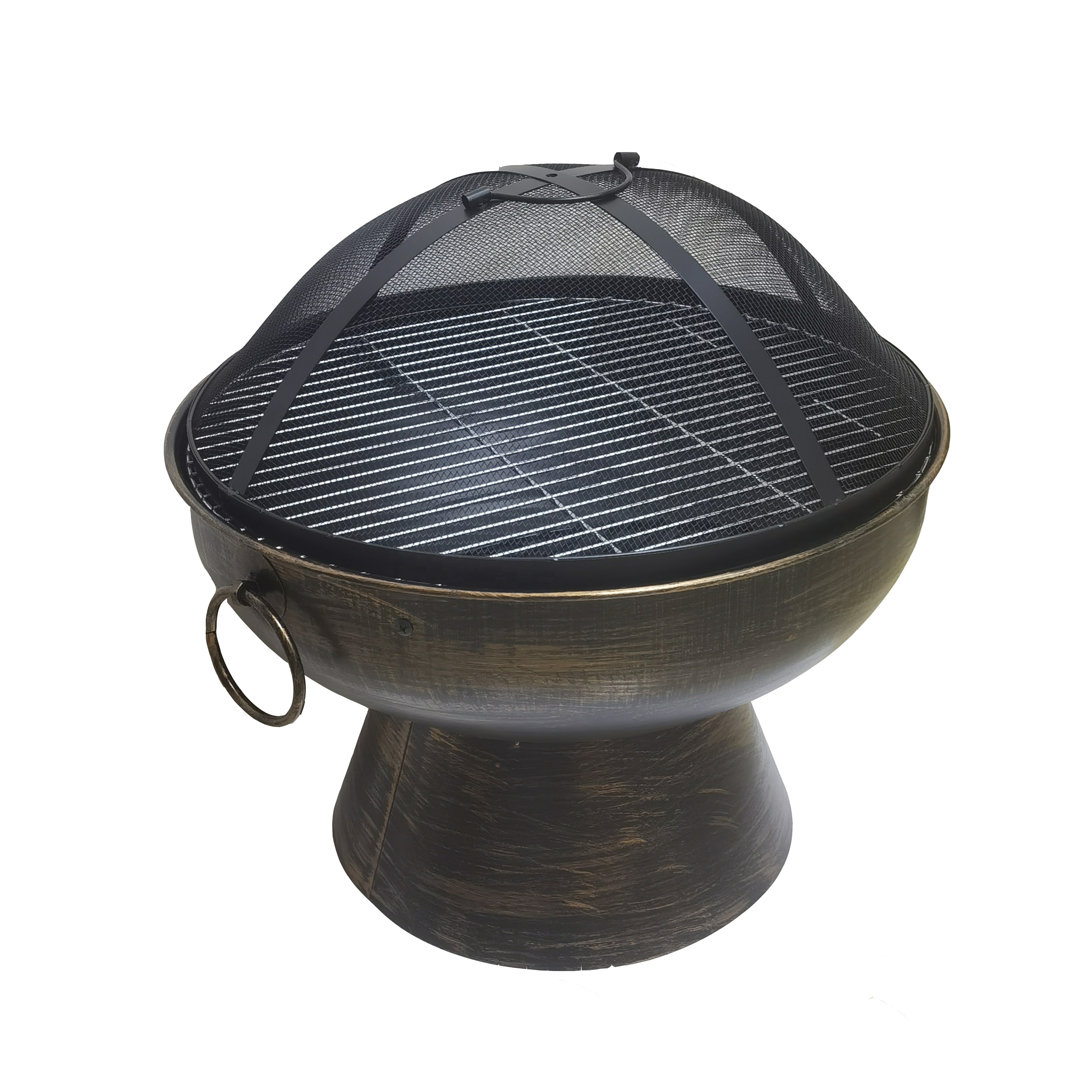 22inch bronze color outdoor garden fire pit with barbecue cooking grid