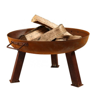 Large Rustic Cast Iron Wood Burning Fire Pit Bowl