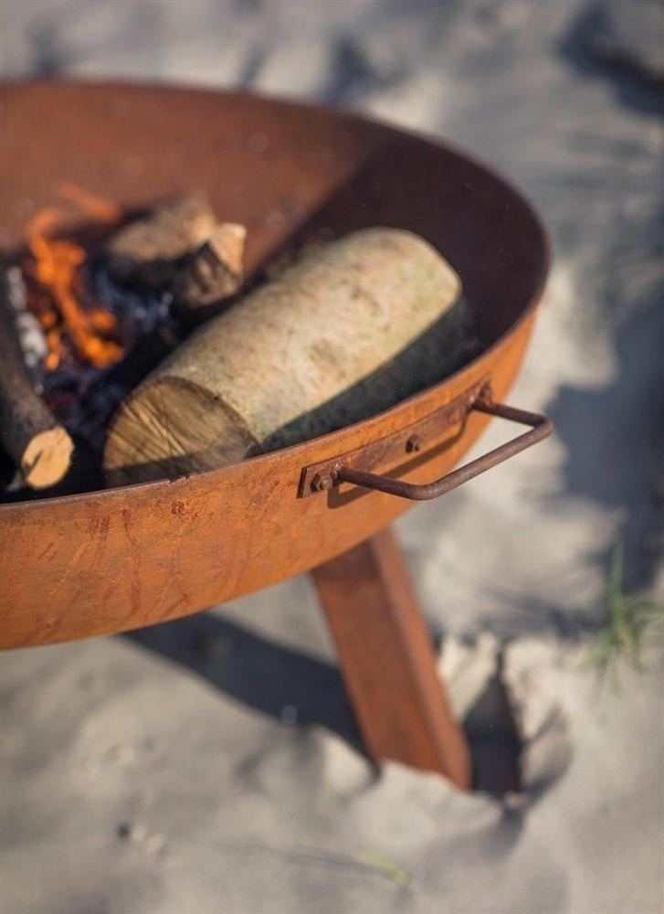 Large Rustic Cast Iron Wood Burning Fire Pit Bowl