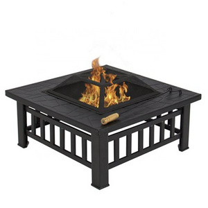 Outdoor 32 inch  Firepit Backyard Square Stove With Cover