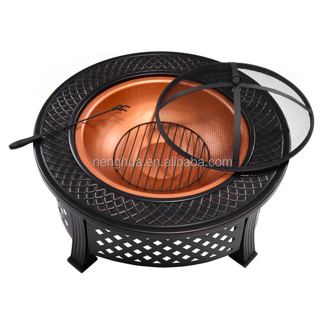 Round Metal Firepit Garden Stove  Brazier Table outdoor fire pit