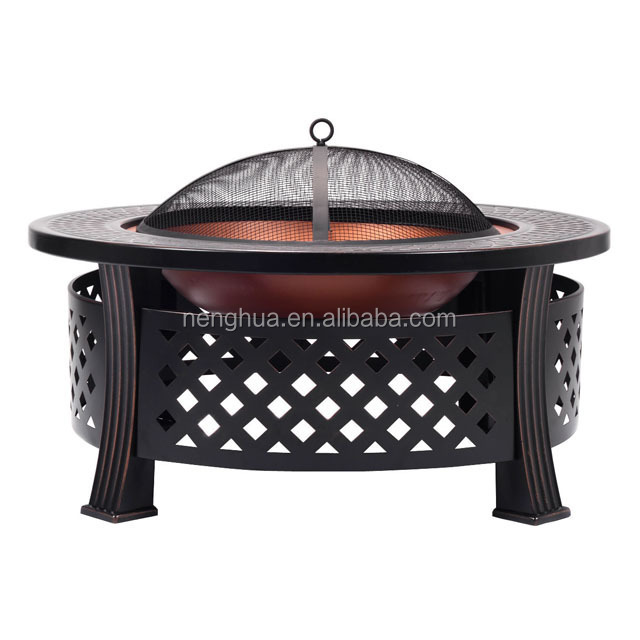 Round Metal Firepit Garden Stove  Brazier Table outdoor fire pit